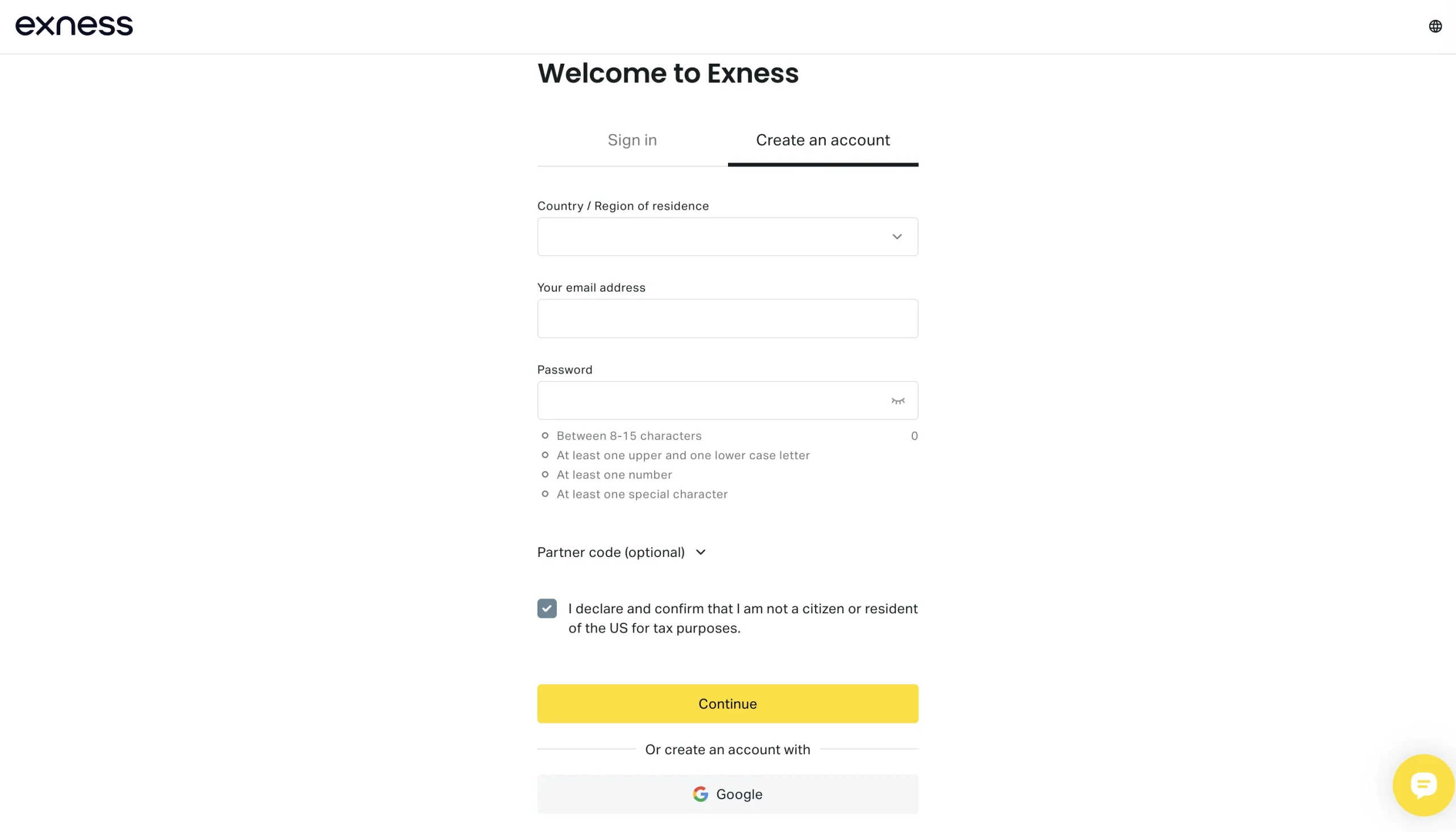 Exness Sign Up